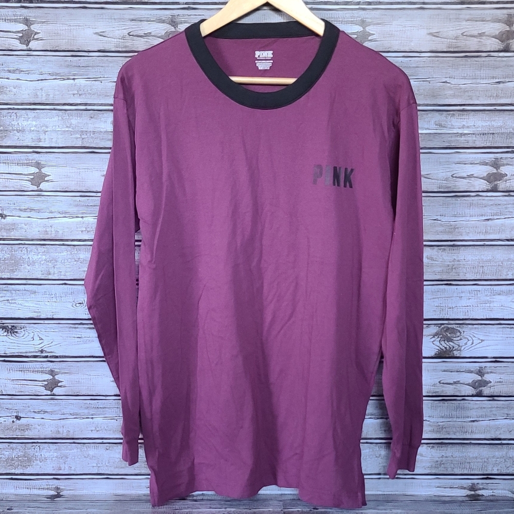 2 For $18 NWT Victoria's Secret Pink Burgundy Oversized Long Sleeve XS
